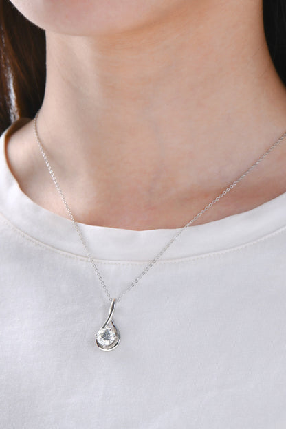 Silver 2 Ct Moissanite Pendant Necklace