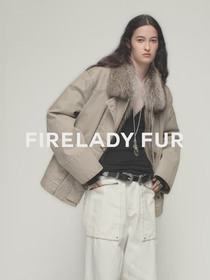 Goose Down Fur Parka with Detachable Raccoon Fur Hood 'Hearthside Simmer'