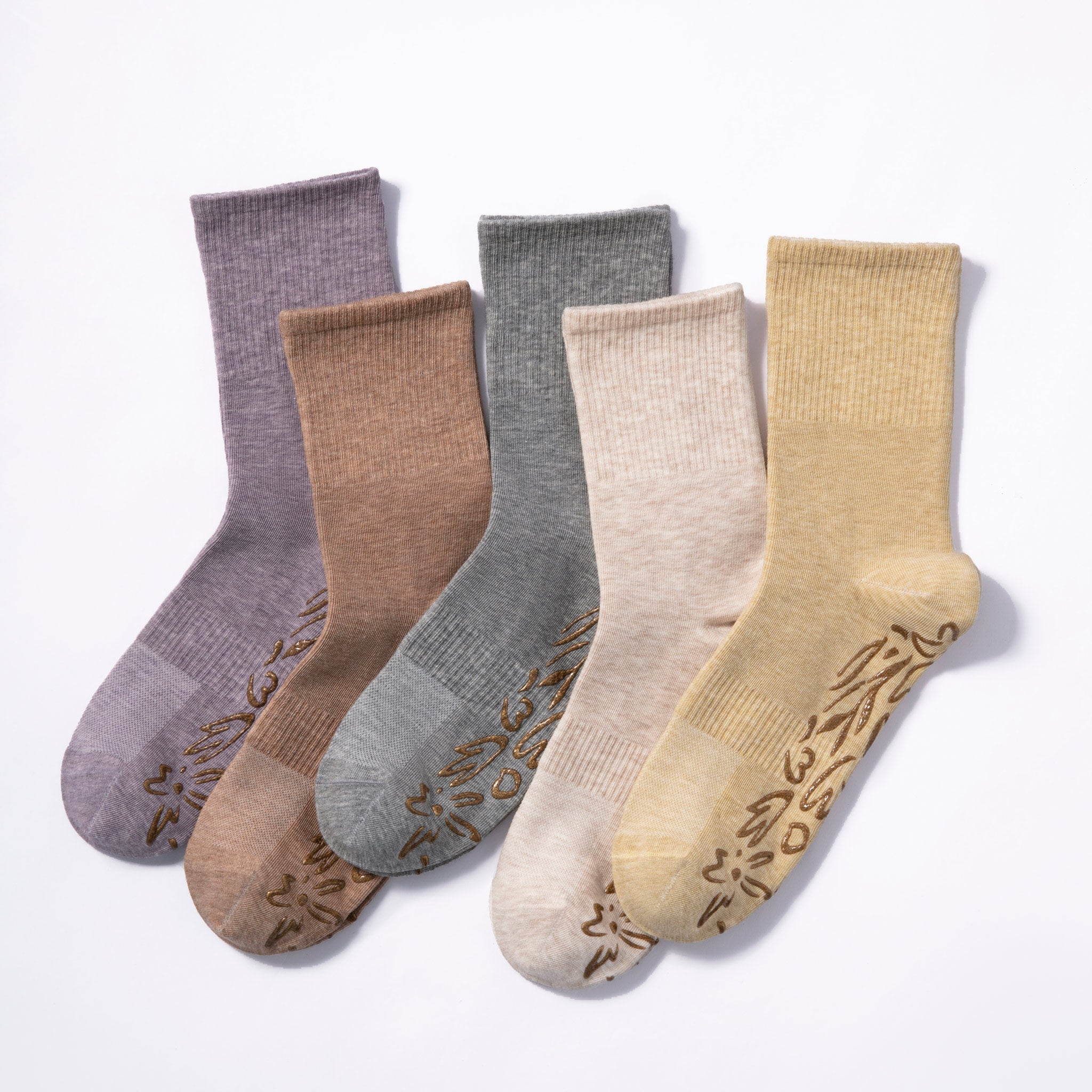 Serene Socks Adult Organic Cotton Non-Slip Socks 4 Season Beige | 2 Pairs