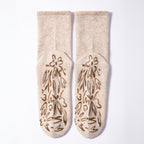 Serene Socks Adult Organic Cotton Non-Slip Socks 4 Season Beige | 2 Pairs