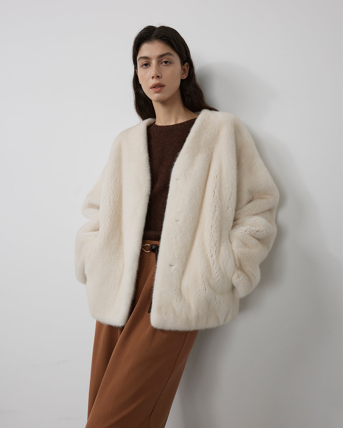 Louvre Mink V-Neck Jacket