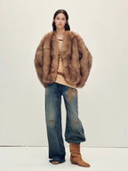 Firelady Fur Fox Fur Coat with Hand-Sprayed Ombré Finish | Saga Fur V-Neck Design ’Gone With the Wind’