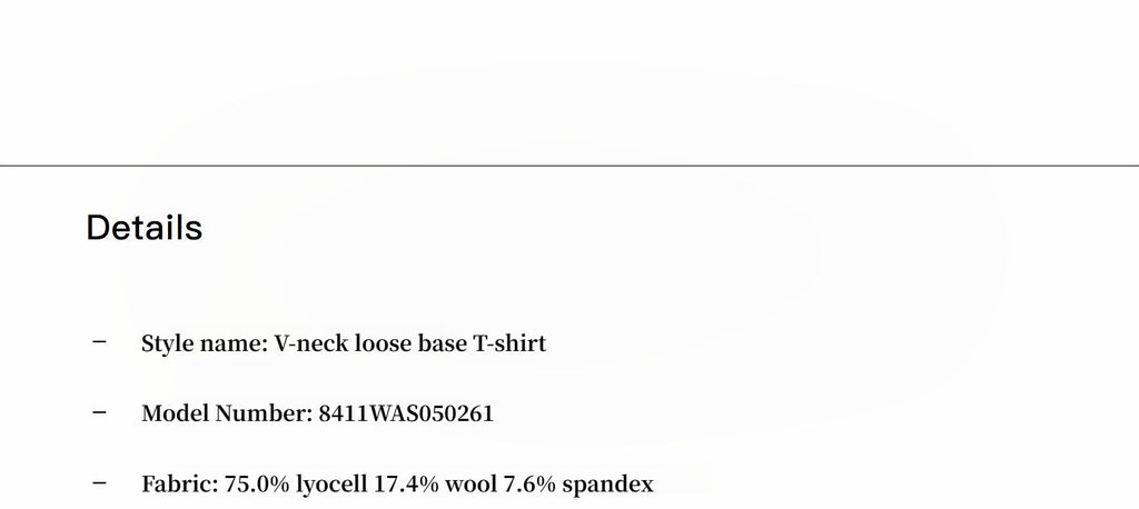 Tencel Wool V-Neck Two-Wear Elastic Hem T-Shirt
