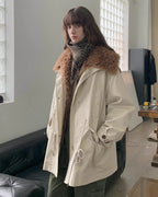 Fireladyfur Women’s Goose Down Parka Coat with Toscana Shearling Fur