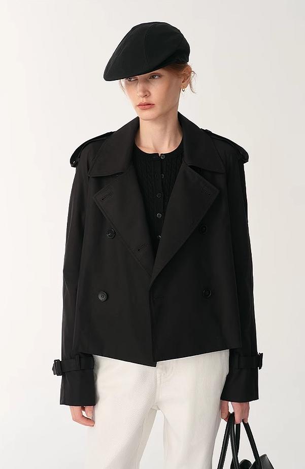 'Night Messenger' Anti-Wrinkle Waterproof Short Straight Windbreaker | Black