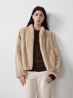 Behind The Vintage Mink Stand Collar Short Fur Coat
