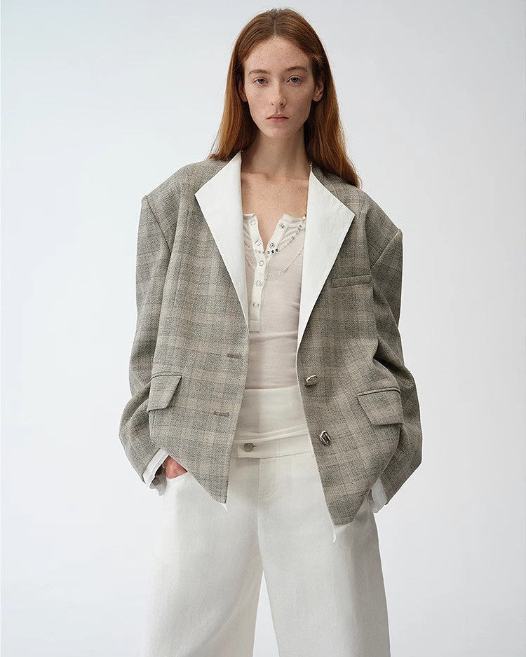 ‘London Diary’ Old Money Style Contrasting Lapel Wool Blazer