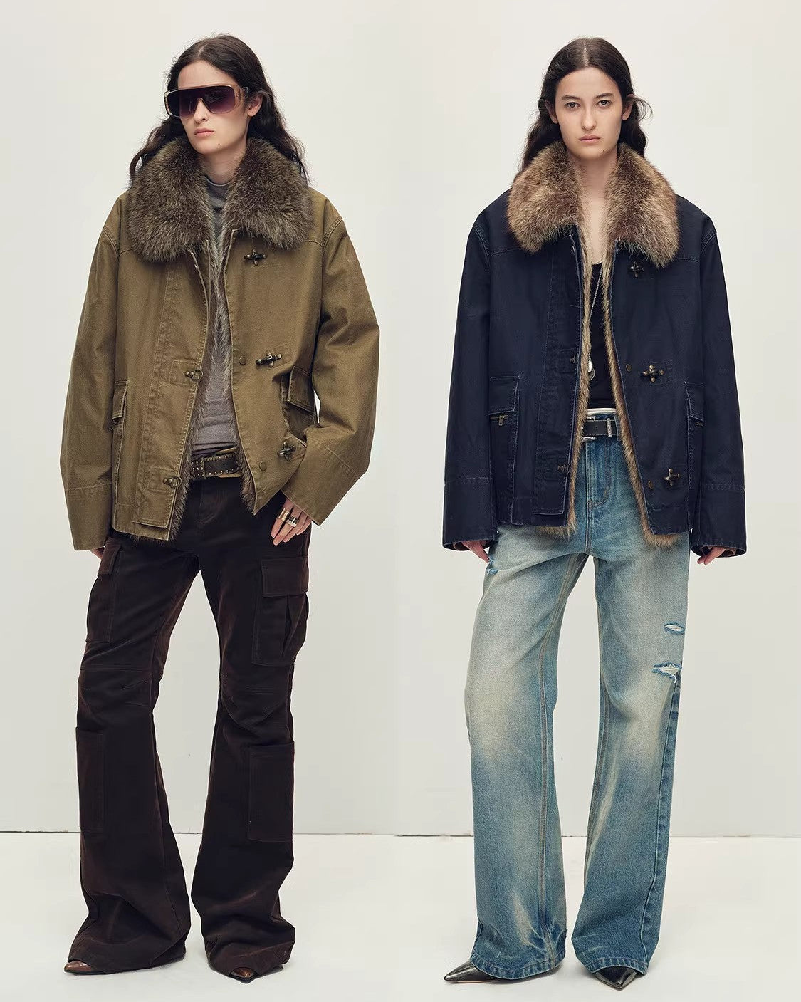 Goose Down Fur Parka with Detachable Raccoon Fur Hood 'Hearthside Simmer'