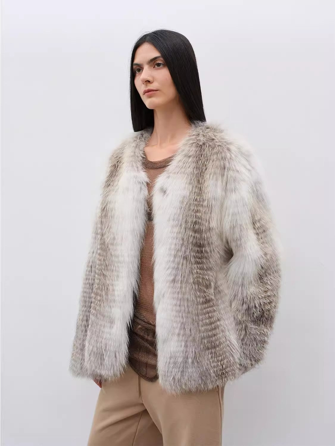 Romantic Nordic Imported Colorful Fox Fur Coat