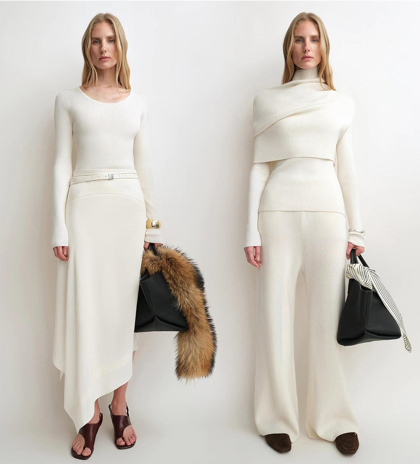 Merino Wool Turtleneck Sweater with Detachable Shawl | 2-Piece Knit Set 'Elegant Layers'