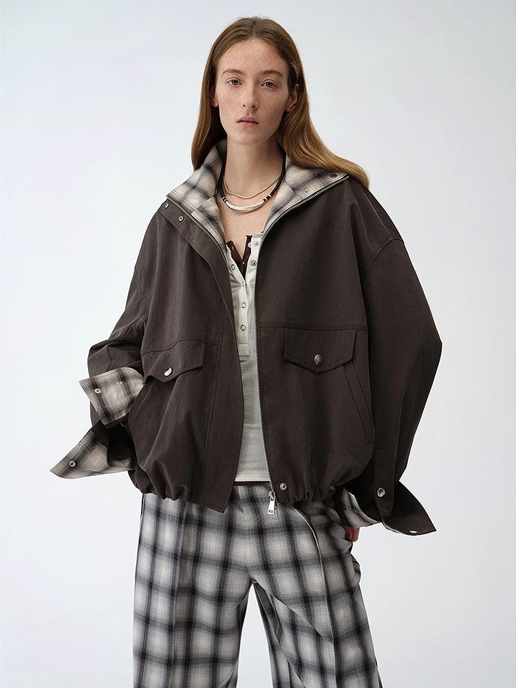 Women's Retro Plaid Cotton Short Jacket | Loose Fit | ‘Monsoon Climate’