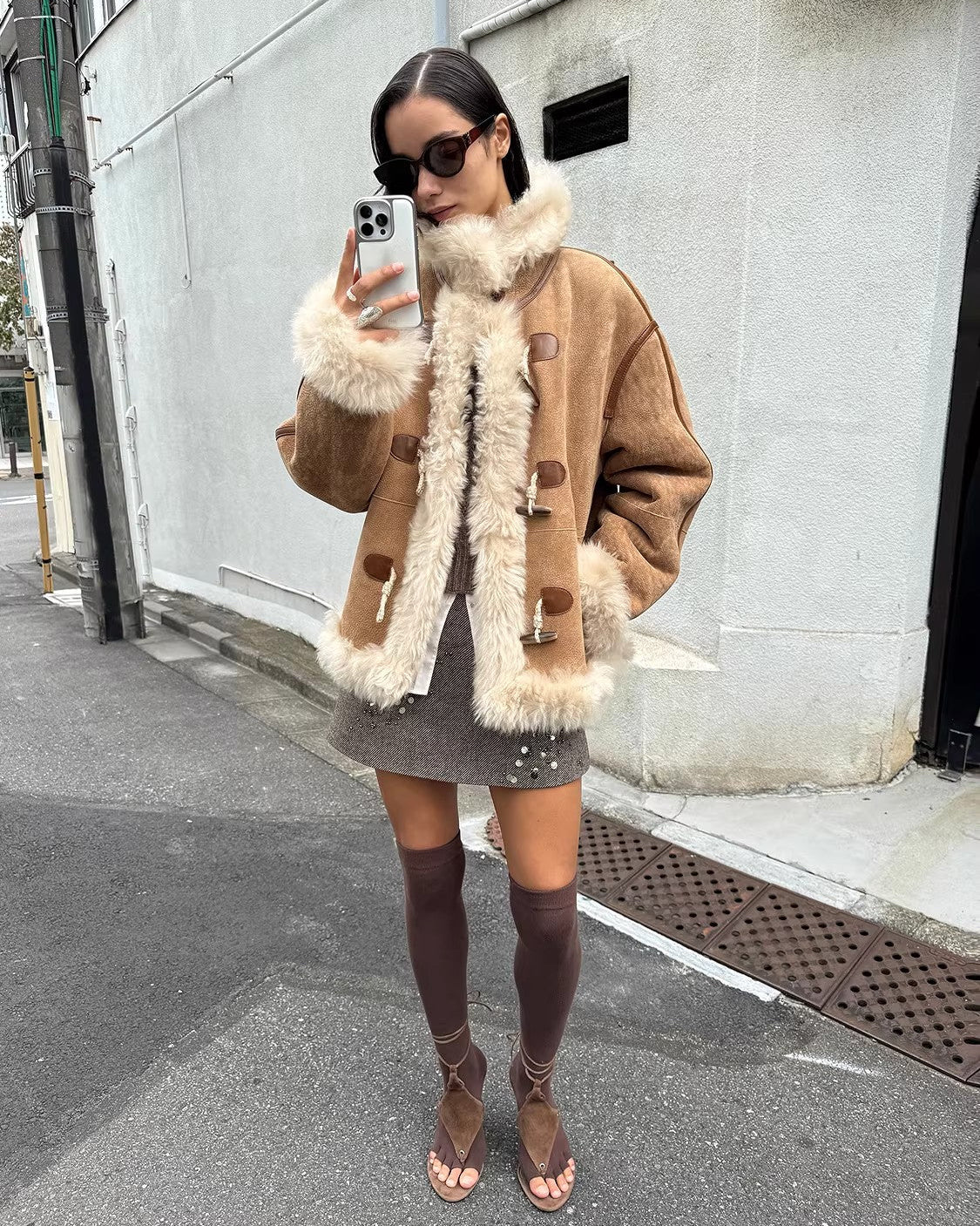 Shearling Coat | Merino Wool & Curly Toca Trim ‘Galaxy Gala’