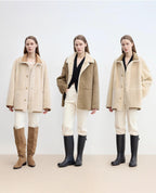 Fireladyfur Women's Faux Leather Shearling Jacket