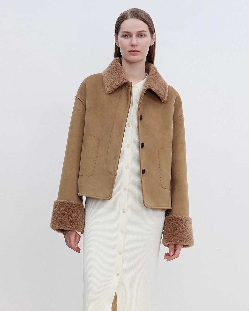 Fireladyfur Faux Leather Shearling Jacket