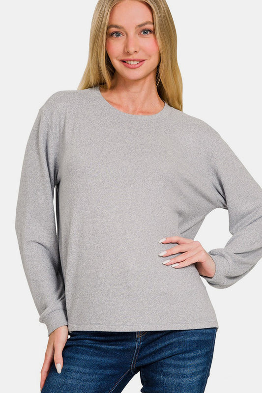 Hacci Round Neck Long Sleeve T-Shirt