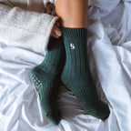Serene Socks Adult Merino Wool Non-Slip Socks Dark Green | 1 Pair