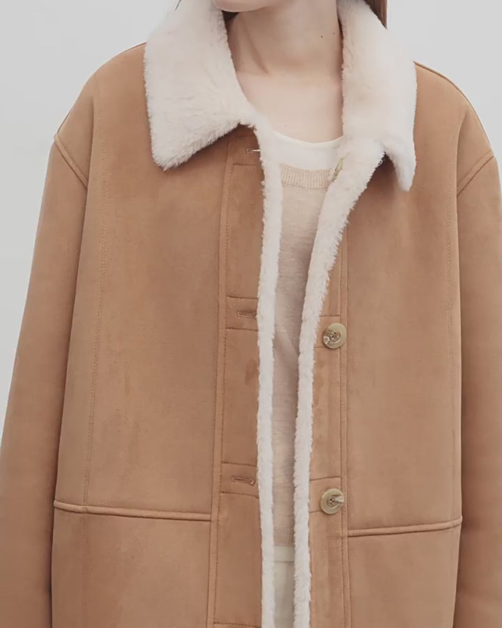 Fireladyfur Women's Faux Leather Shearling Jacket