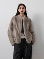 Behind The Vintage Mink Stand Collar Short Fur Coat