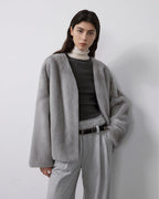 Louvre Mink V-Neck Jacket