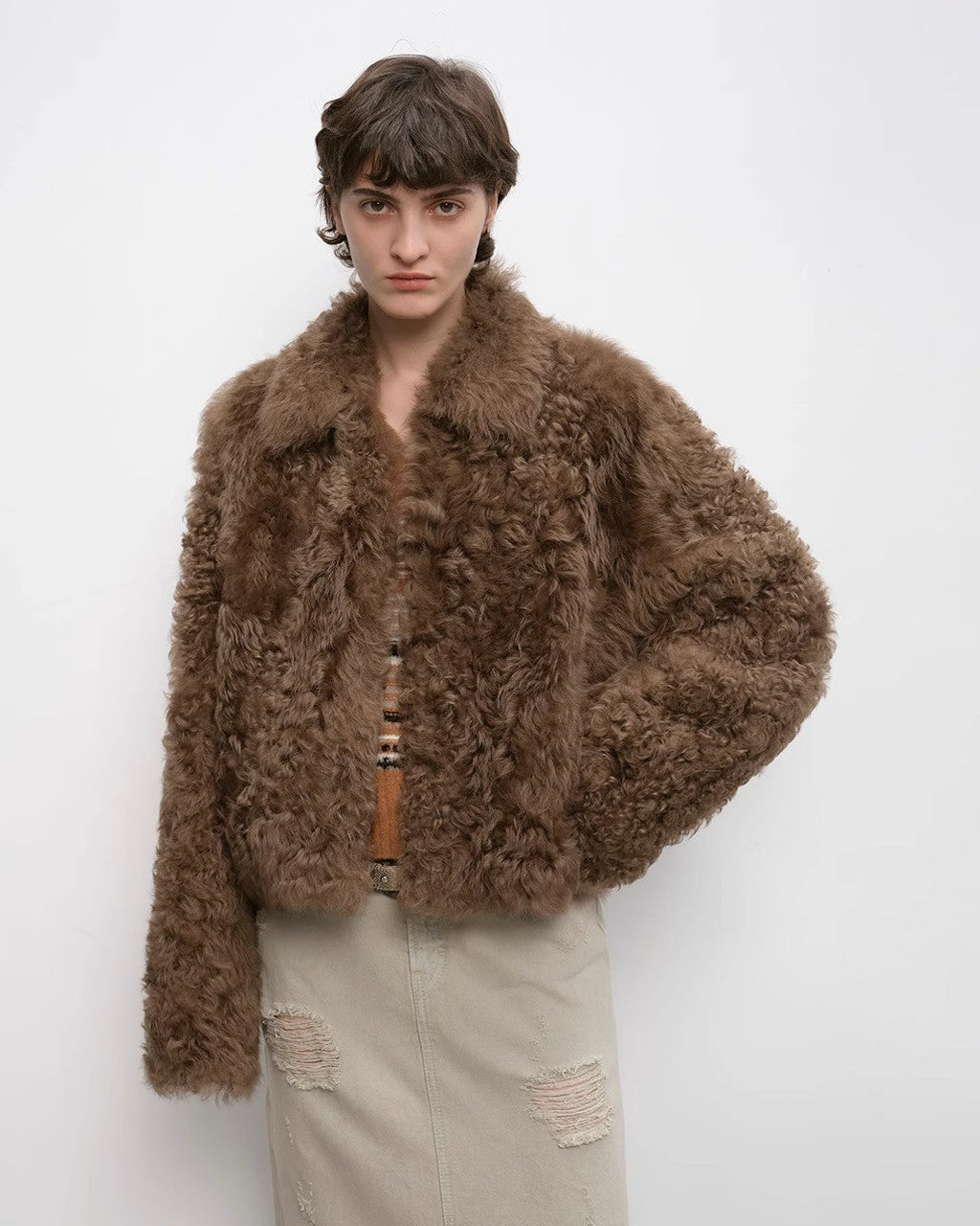 Fireladyfur Women's Short Wool Sheepskin Coat ‘Blackmoon Berlin’