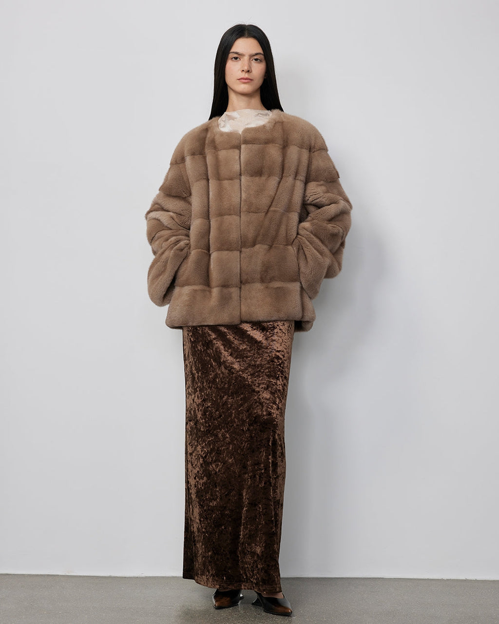 Vintage Clock Velvet Mink Fur Coat