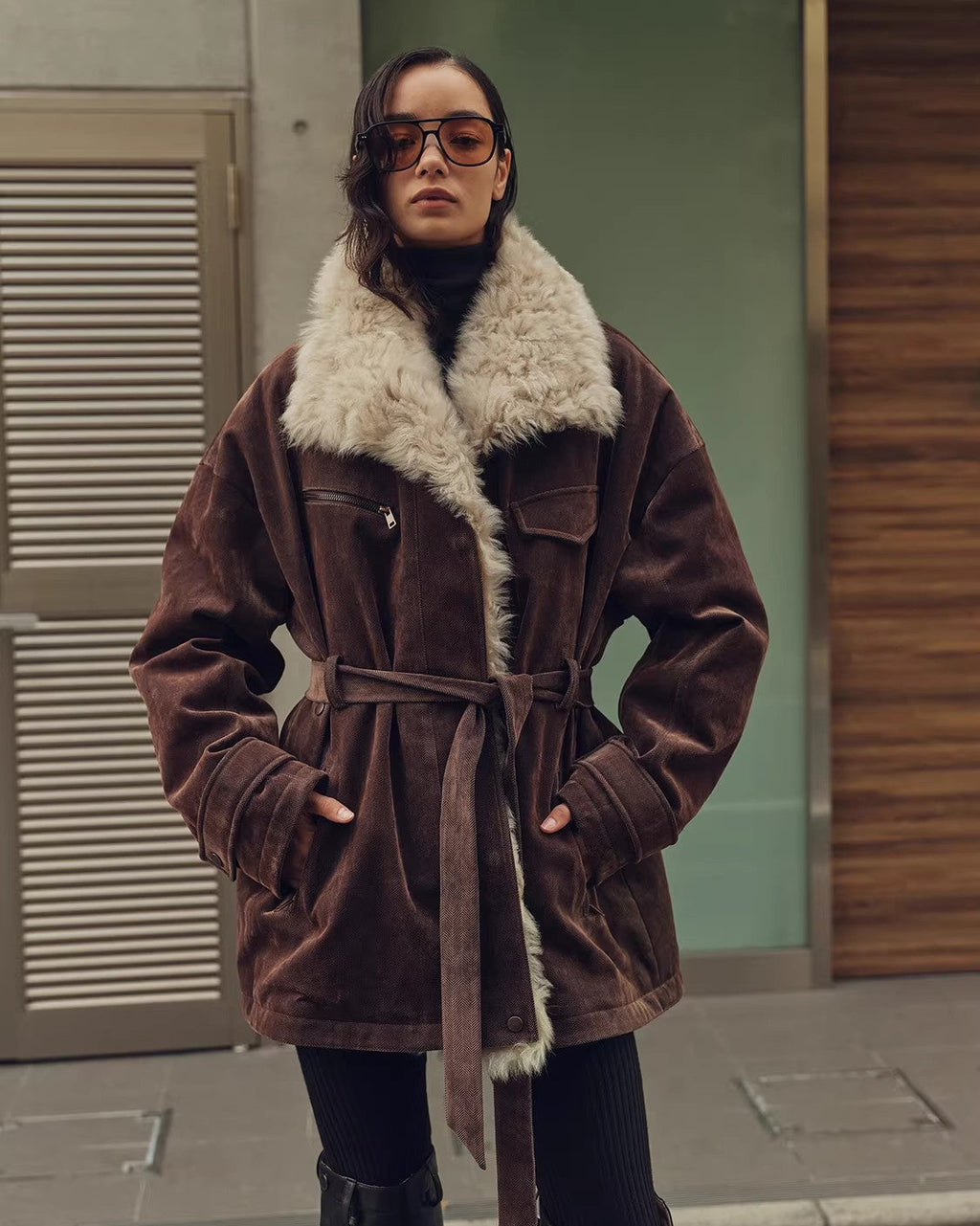 Women's Goose Down Parka with Detachable Toscana Shearling Collar ‘Glacier Traveler’