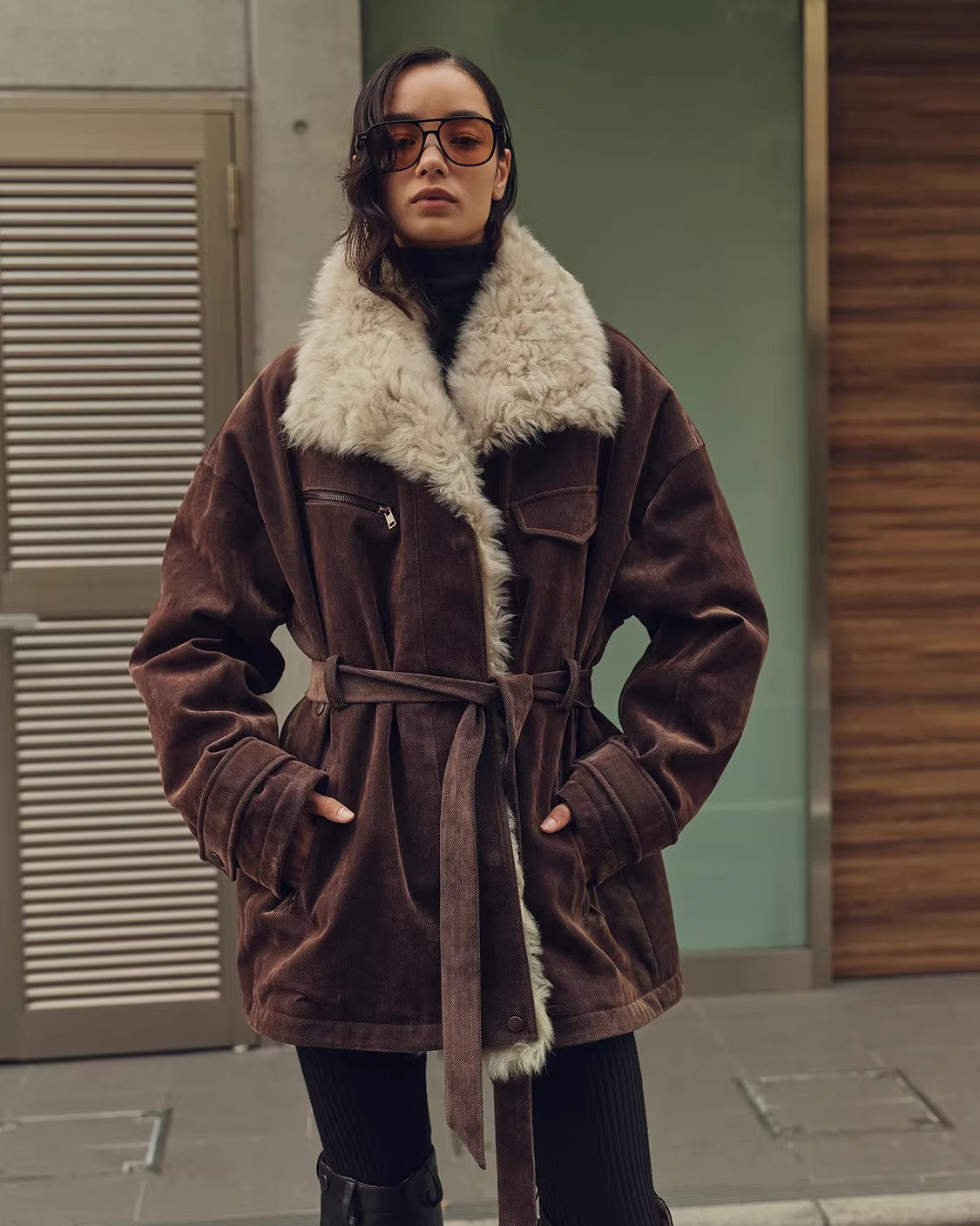 Women's Goose Down Parka with Detachable Toscana Shearling Collar ‘Glacier Traveler’