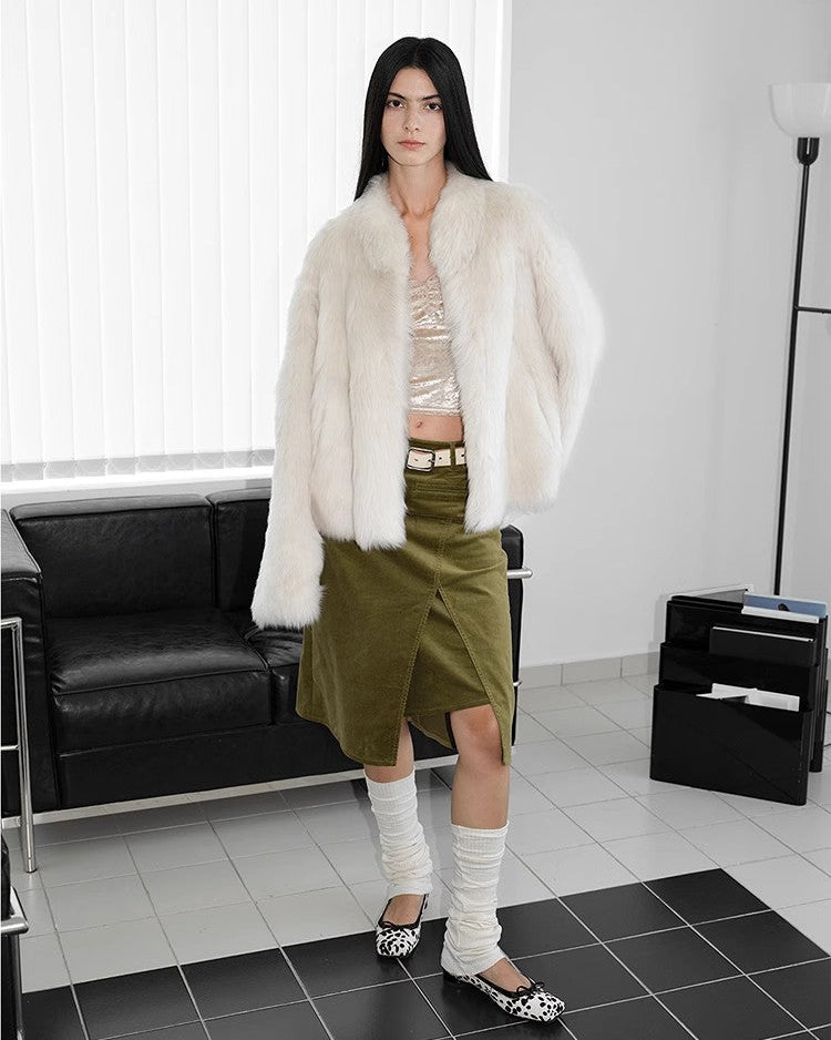 Fireladyfur Drop Shoulder Stand Collar Sheepskin Coat ‘Practical Wearism’