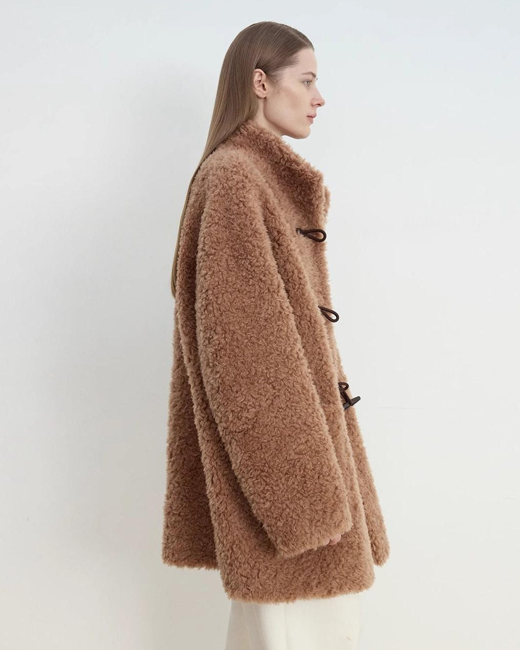 Fireladyfur Women's Faux Leather Shearling Jacket Curly Style