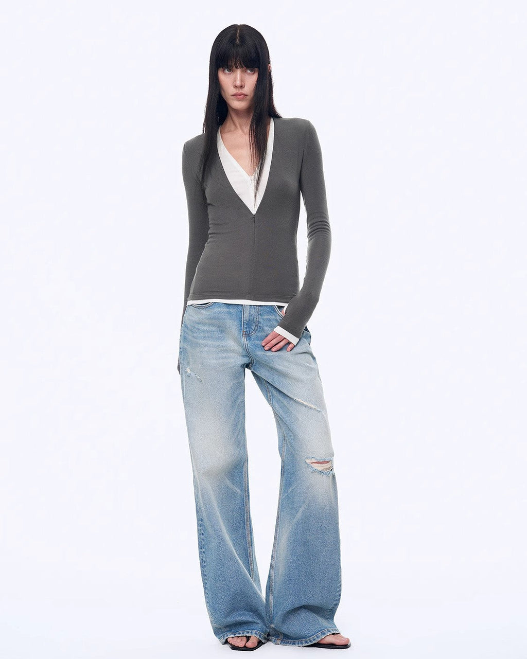 'West City Rhythm' Handmade Whisker Washed Flared Jeans Spring
