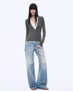 'West City Rhythm' Handmade Whisker Washed Flared Jeans Spring
