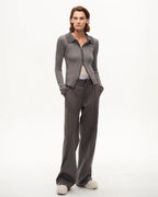 FF×JW Joint Striped Fabric Slim-Fitting Crocheted Lapel Wool Knitted Cardigan