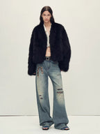 Firelady Fur Fox Fur Coat with Hand-Sprayed Ombré Finish | Saga Fur V-Neck Design ’Gone With the Wind’