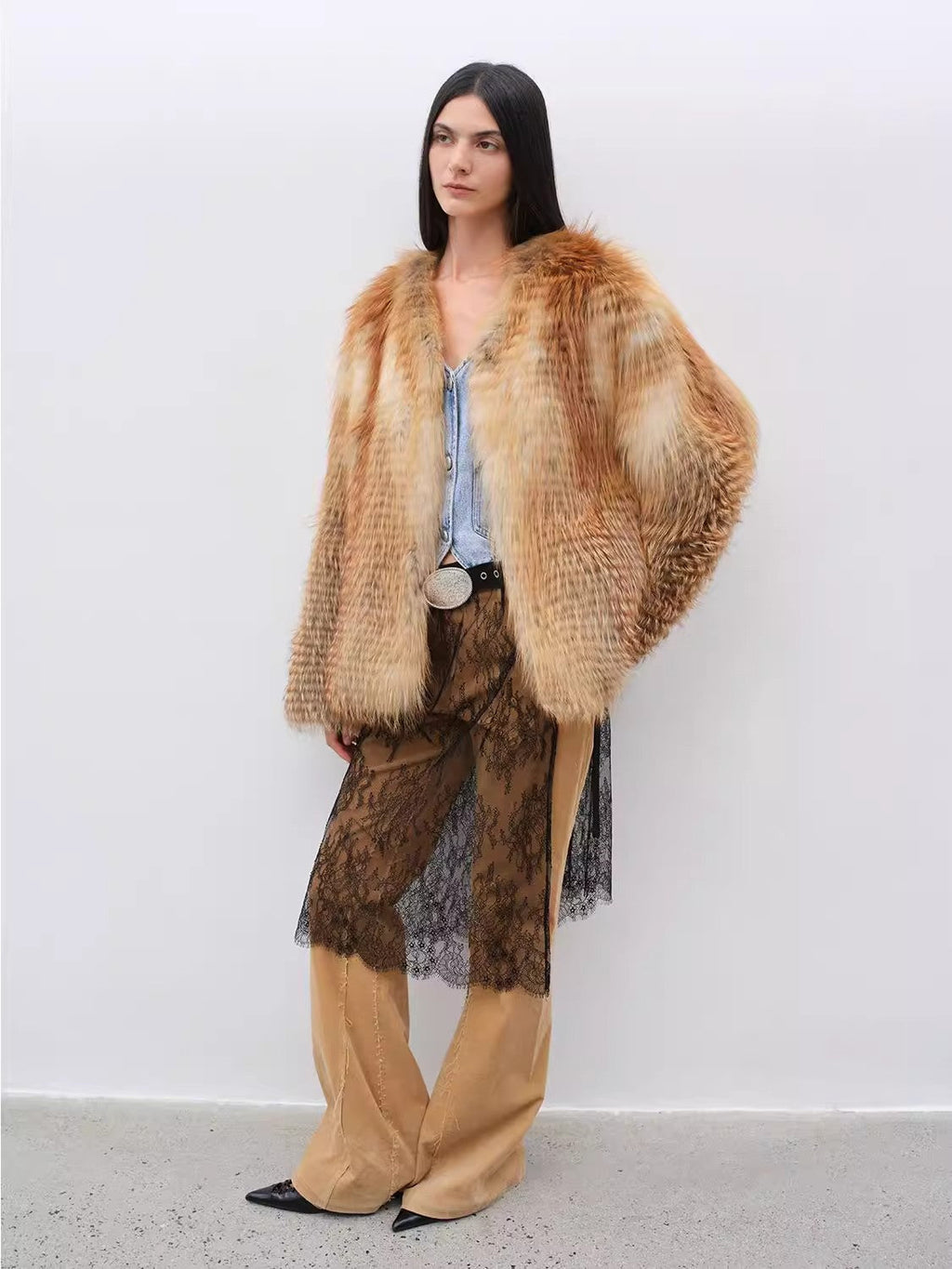 Romantic Nordic Imported Colorful Fox Fur Coat