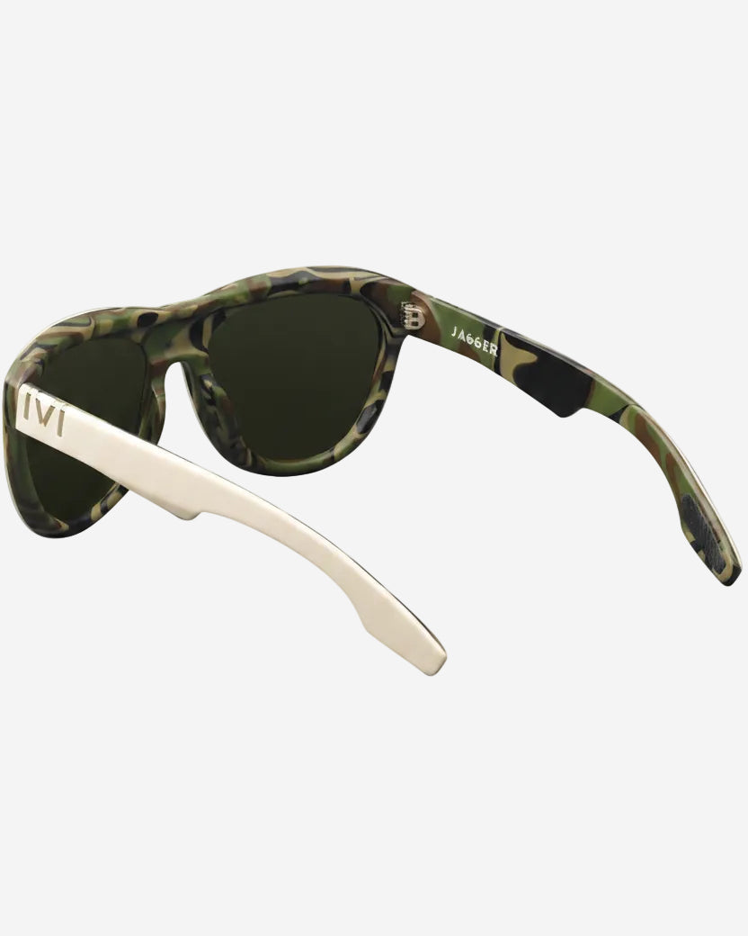 Jagger Sunglasses in Polished Ivory DPM | Green Grey Lens
