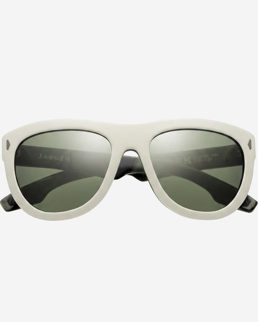 Jagger Sunglasses in Polished Ivory DPM | Green Grey Lens
