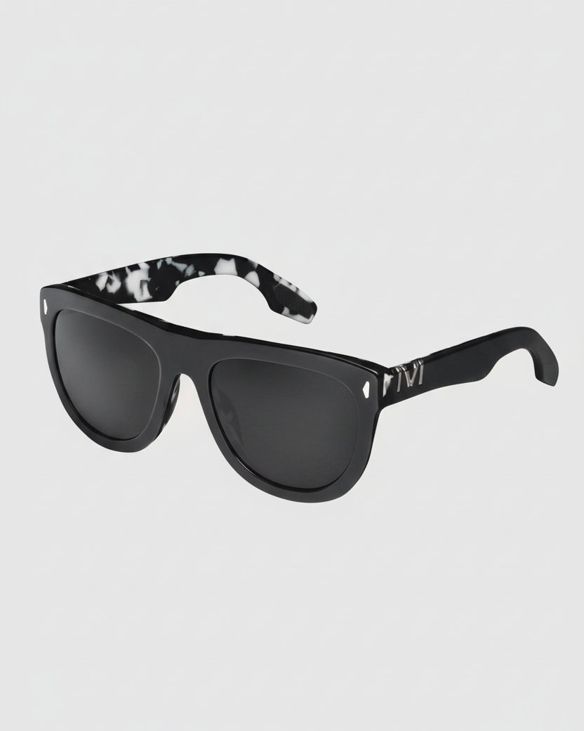 Jagger Sunglasses | Polished Black + Marble Stone & Grey Lens