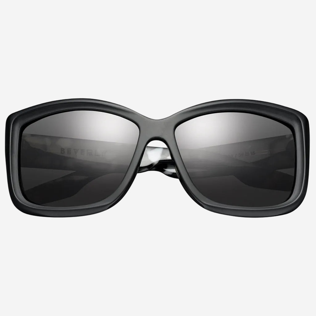 Beverly Sunglasses Matte Black and Marble Stone | Grey Lens