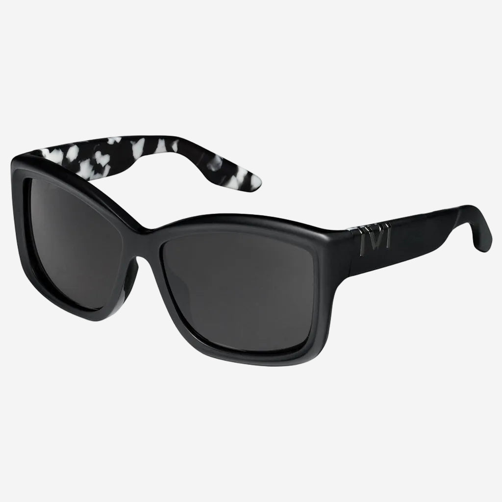 Beverly Sunglasses Matte Black and Marble Stone | Grey Lens