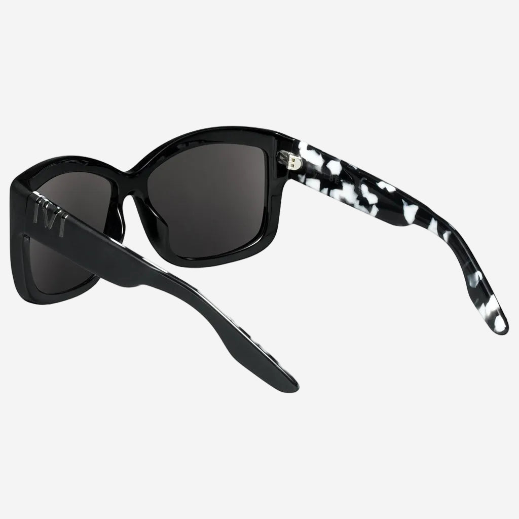 Beverly Sunglasses Matte Black and Marble Stone | Grey Lens
