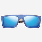 Sepulveda Sunglasses in Matte Midway Blue and Antique Brass | Pacific Blue Flash Lens