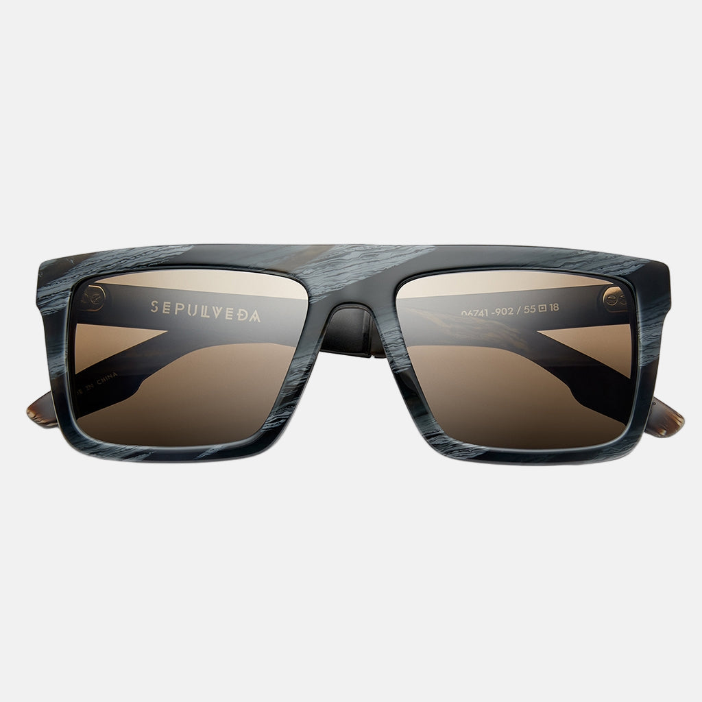 Sepulveda Sunglasses Polished Double Horn Brushed Black | Bronze Polarized Lens