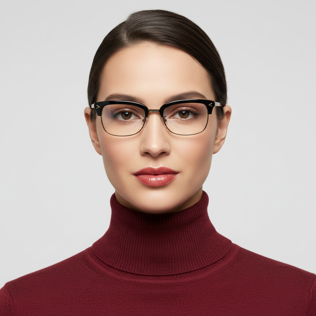 Producer Eyeglasses Polished Black and Antique Gold