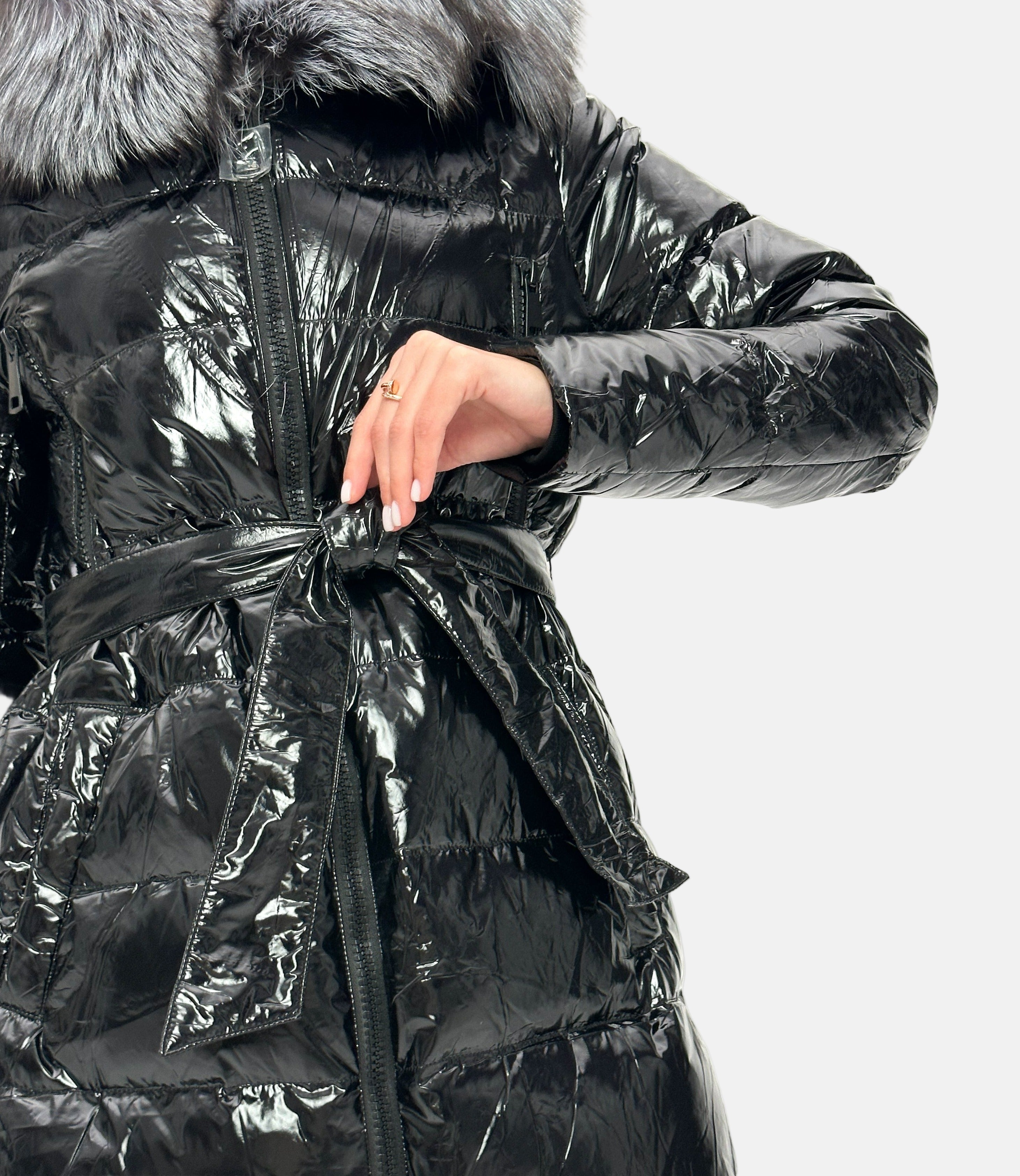 Onyx Genuine Silver Fox Down Parka