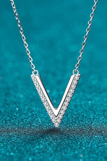 Sterling Silver 'V' Letter Pendant Necklace