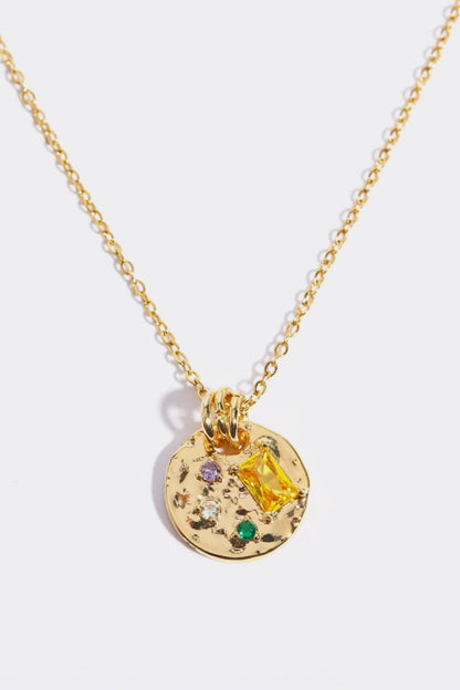 Multicolored Zircon Round Pendant Necklace