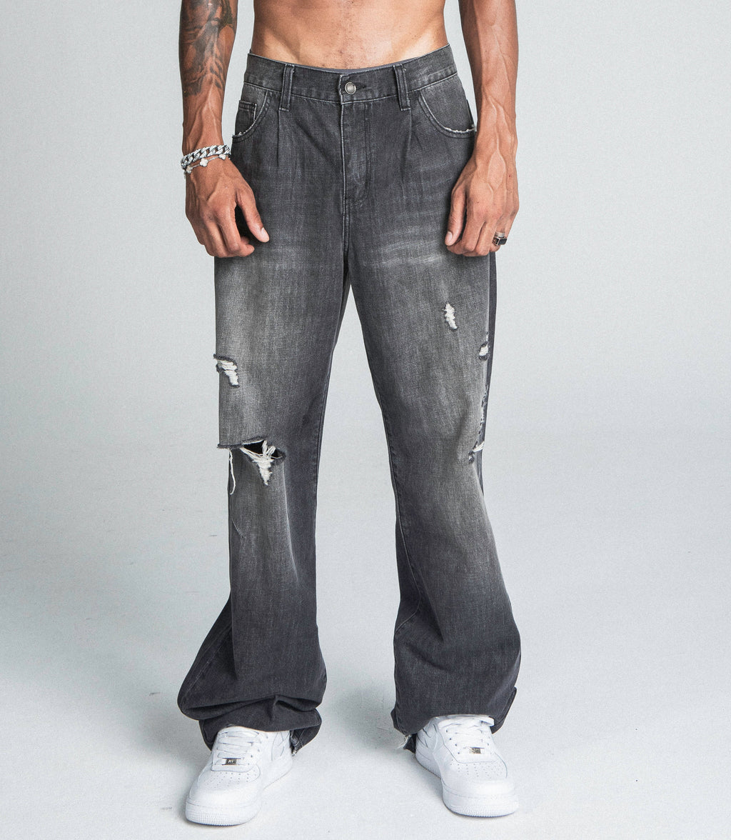 Black Distressed Baggy Jeans | AJ09B-2