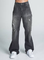 Black Distressed Baggy Jeans | AJ09B-2