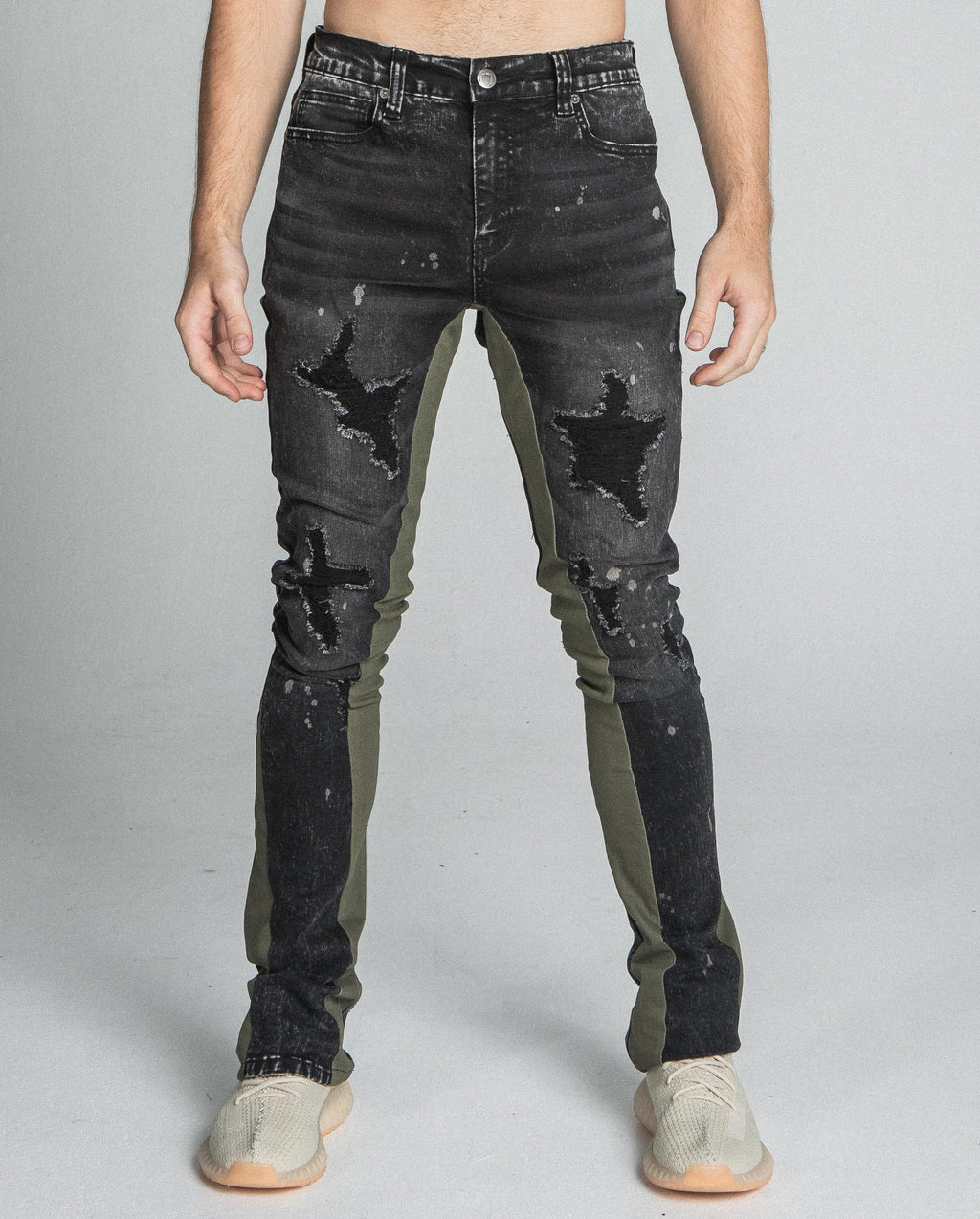 Armor Jeans Distressed Star Stacked Black/Brown | AR711