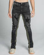 Armor Jeans Distressed Star Stacked Black/Brown | AR711